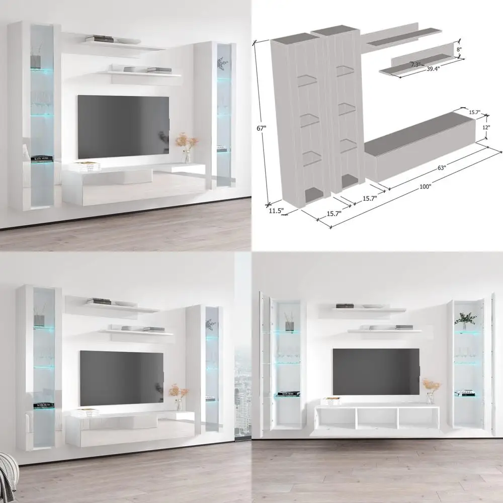 Meble urniture ly A4 30TV Stand Wall-Mounted Entertainment Center — loating Design with Storage Shelves and 16-Color LED Lightin
Meble urniture ly A4 30TV Stand Wall-Mounted Entertainment Center — loating Design with Storage Shelves and 16-Color LED Lightin