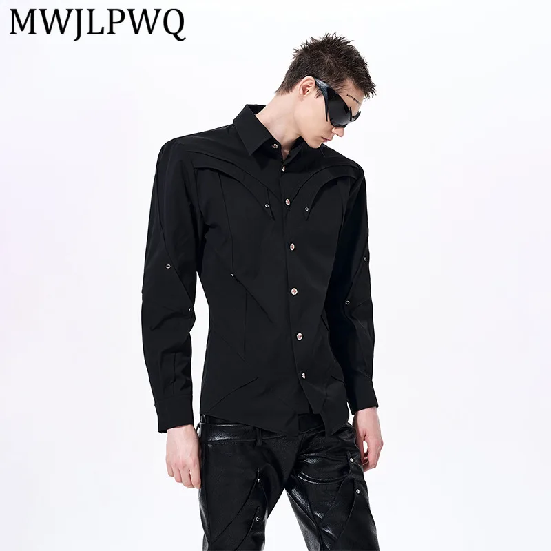 MWJLPWQ Deconstructed Stylish Men's Shirt Spring Autumn Lapel Solid Color Metal Design Loose Fit High-End Casual Tops 15361
MWJLPWQ Deconstructed Stylish Men's Shirt Spring Autumn Lapel Solid Color Metal Design Loose Fit High-End Casual Tops 15361