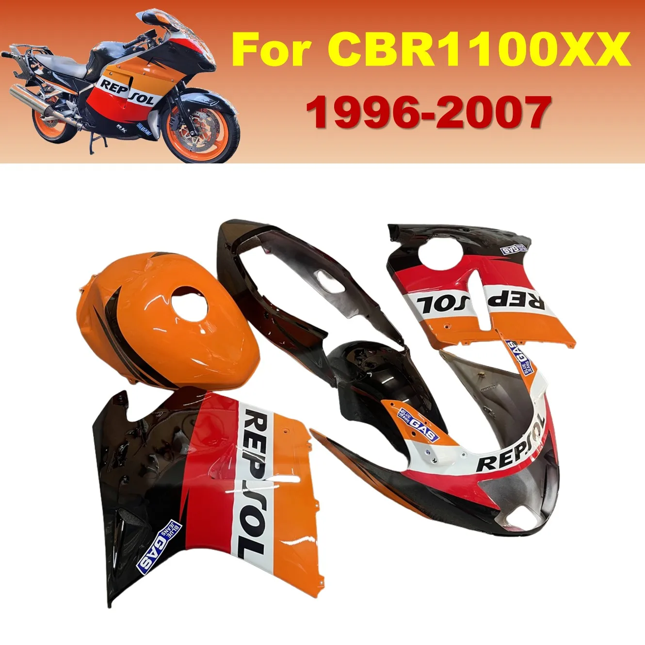 Обтекатели мотоцикла для Honda CBR 1100XX 1996 1997 1998 1999-2007 CBR1100 XX Blackbird, комплект литых панелей из АБС-пластика 
Обтекатели мотоцикла для Honda CBR 1100XX 1996 1997 1998 1999-2007 CBR1100 XX Blackbird, комплект литых панелей из АБС-пластика