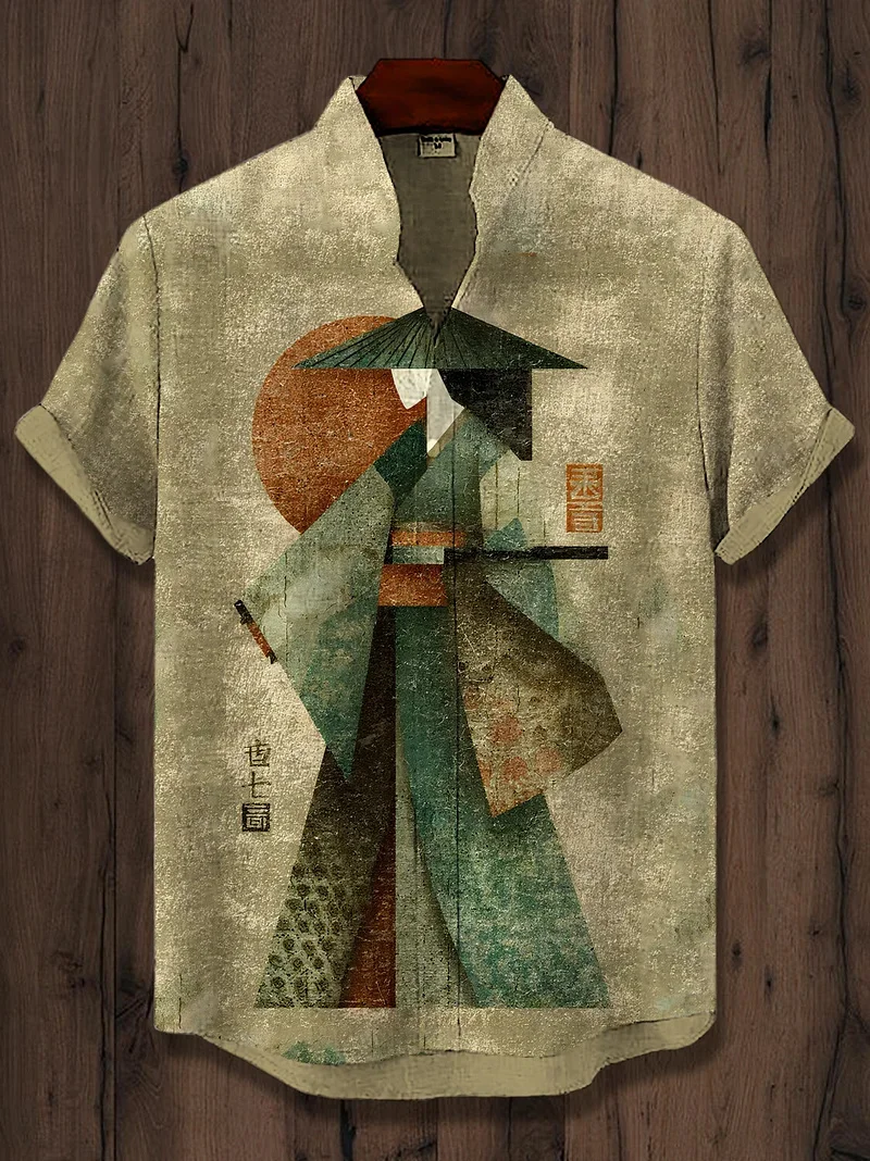 New artistic retro style short sleeved shirt for men's vintage style geisha 3D printed casual top clothing
New artistic retro style short sleeved shirt for men's vintage style geisha 3D printed casual top clothing