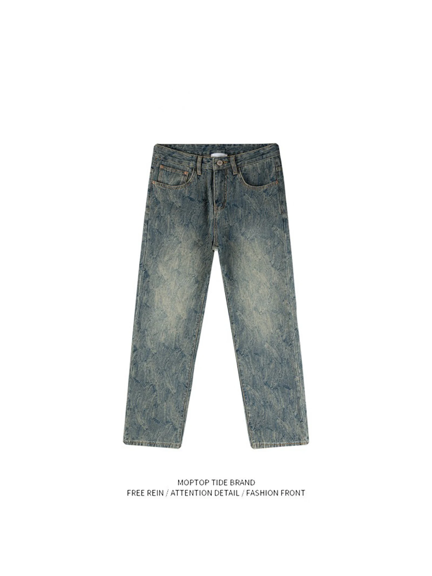 American Style Casual High End Men's Jeans Trendy Vintage Straight Leg Pants mid Waist Button Closure Polyester Fiber
American Style Casual High End Men's Jeans Trendy Vintage Straight Leg Pants mid Waist Button Closure Polyester Fiber