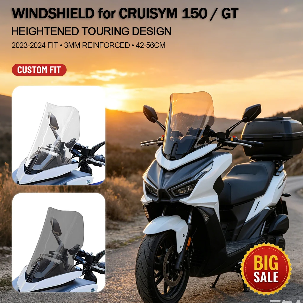 Motorcycle Windshield for Cruisym 150 GT 2023 2024 Front Windscreen Deflector Heightened Touring Accessories
Motorcycle Windshield for Cruisym 150 GT 2023 2024 Front Windscreen Deflector Heightened Touring Accessories