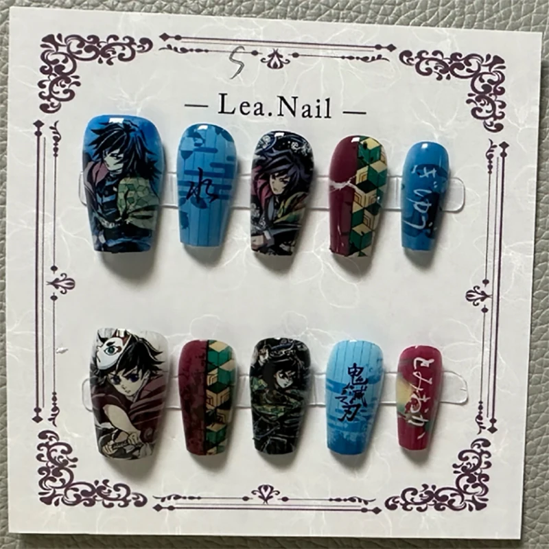 Handmade Cute Detailed Japanese Anime Water Hashira Wearable Press-On Nails - Cosplay Blue-Green Checkered Kanji Sword for Fans
Handmade Cute Detailed Japanese Anime Water Hashira Wearable Press-On Nails - Cosplay Blue-Green Checkered Kanji Sword for Fans