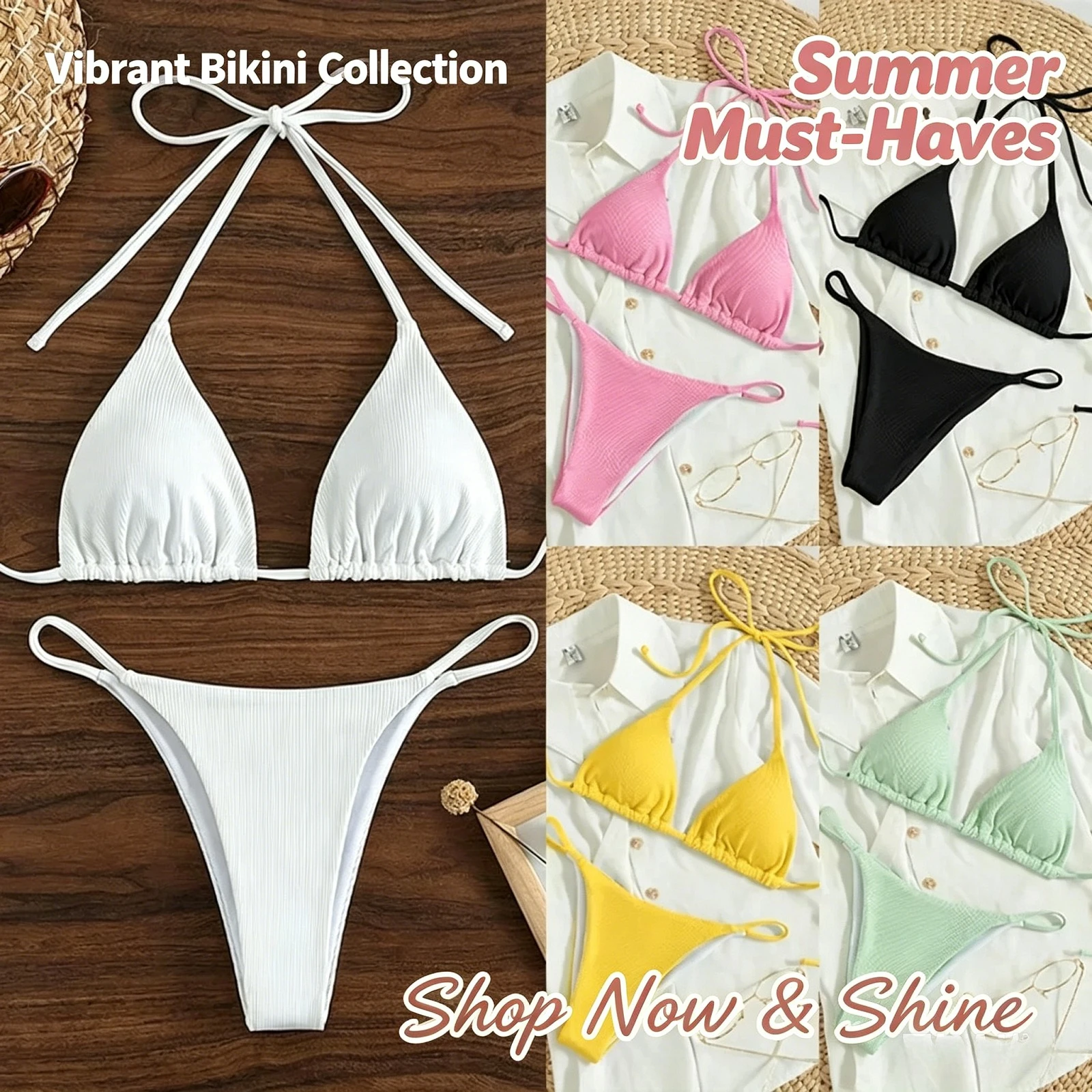 Sexy Women Thong Solid Color Bikini Set Side Halter Tie Swimsuit Ladies Split Strap Adjustable Brazilian Swimwear Beachwear
Sexy Women Thong Solid Color Bikini Set Side Halter Tie Swimsuit Ladies Split Strap Adjustable Brazilian Swimwear Beachwear
