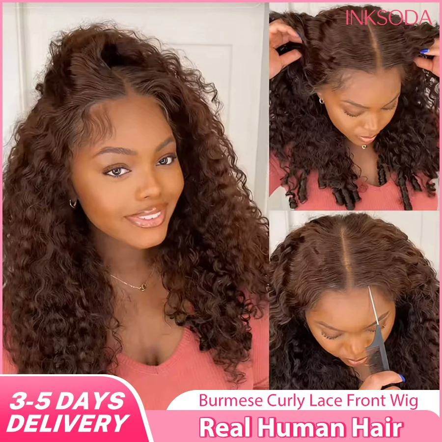 38 Inch Chocolate Brown Burmese Curly Lace Front Wig Human Hair 13x6 HD Transparent Lace Frontal Wigs 220% Density For Women
38 Inch Chocolate Brown Burmese Curly Lace Front Wig Human Hair 13x6 HD Transparent Lace Frontal Wigs 220% Density For Women