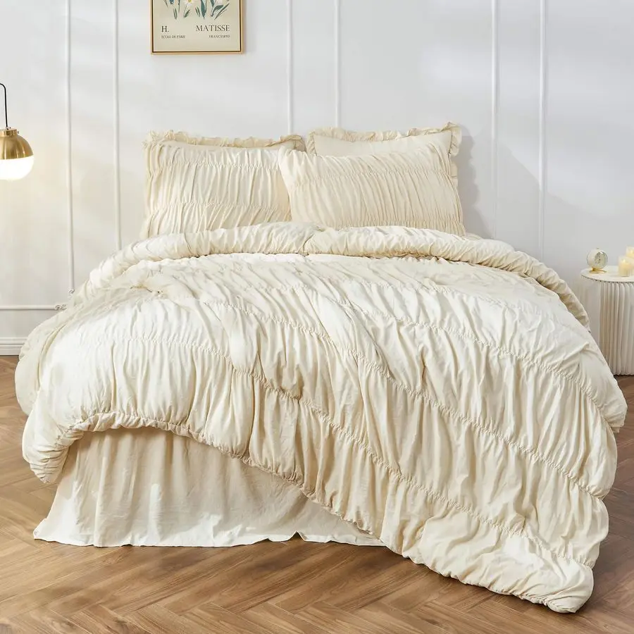 Queen Comforter Set Ruched Comforter Queen Size Bed Set Boho Shabby Chic Bedding for Bedroom Comforter Fluffy 3 Piece Ruffle Com
Queen Comforter Set Ruched Comforter Queen Size Bed Set Boho Shabby Chic Bedding for Bedroom Comforter Fluffy 3 Piece Ruffle Com