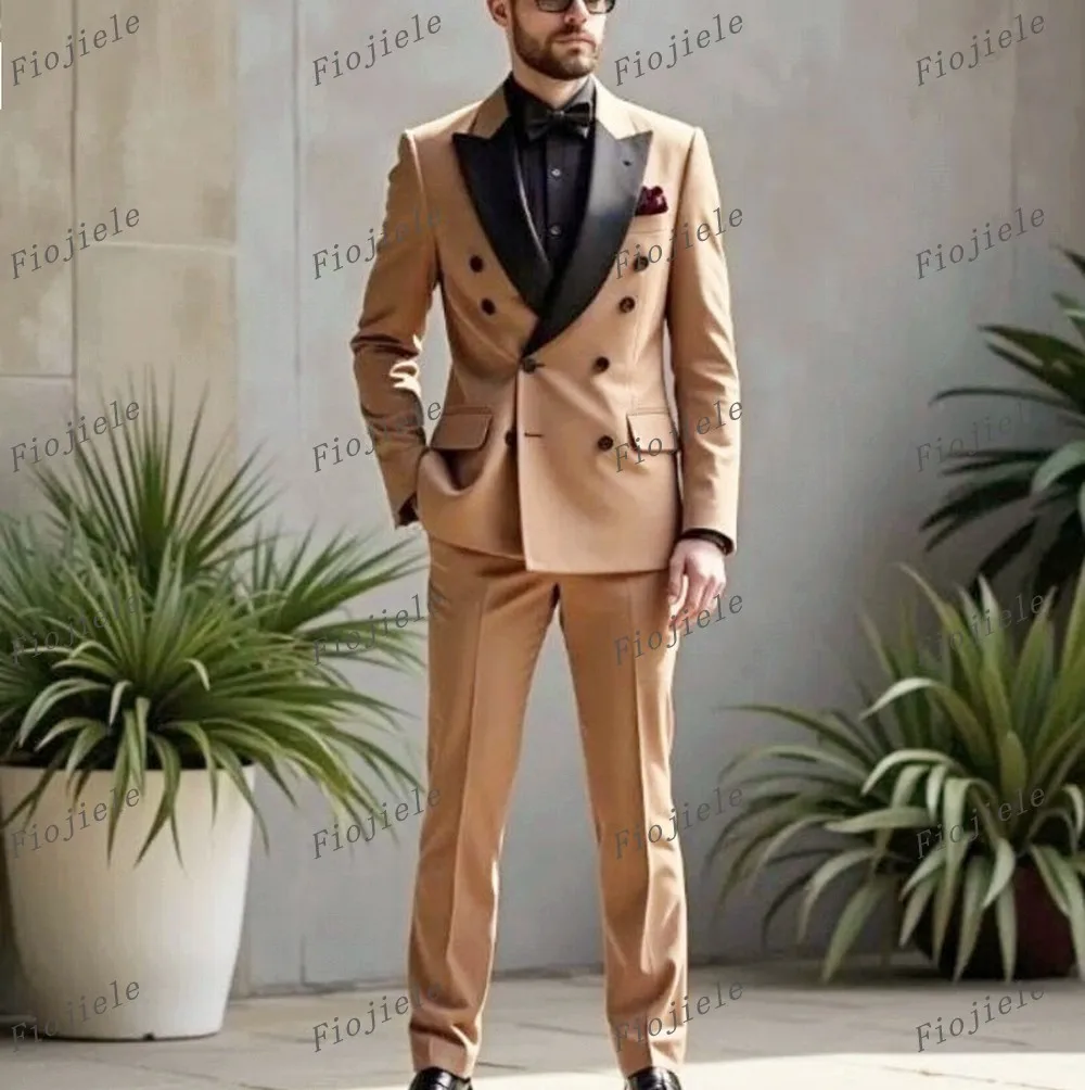 Champagne And Black Formal Occasion Men Suit Groom Groomsman Wedding Party Prom Business Male Tuxedos 2 Piece Set Blazer Pants
Champagne And Black Formal Occasion Men Suit Groom Groomsman Wedding Party Prom Business Male Tuxedos 2 Piece Set Blazer Pants