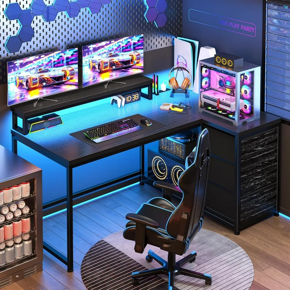 EnHomee 40" L Shaped Gaming Computer Desk Black LED Lights Power Outlet Drawers Monitor Stand for Home Office Study Room
EnHomee 40" L Shaped Gaming Computer Desk Black LED Lights Power Outlet Drawers Monitor Stand for Home Office Study Room