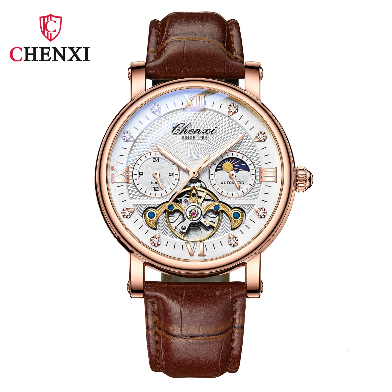 Luxury Men Mechanical Watch Automatic Self-Wind Genuine Leather Waterproof Business Casual Dress Male's Watch CHENXI Brand Gift
Luxury Men Mechanical Watch Automatic Self-Wind Genuine Leather Waterproof Business Casual Dress Male's Watch CHENXI Brand Gift