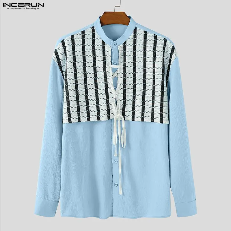INCERUN Мужская рубашка в стиле пэчворк с воротником-стойкой и длинным рукавом Мужская одежда Уличная одежда Свободные модные повседневные топы в корейском стиле Мужские рубашки
INCERUN Мужская рубашка в стиле пэчворк с воротником-стойкой и длинным рукавом Мужская одежда Уличная одежда Свободные модные повседневные топы в корейском стиле Мужские рубашки