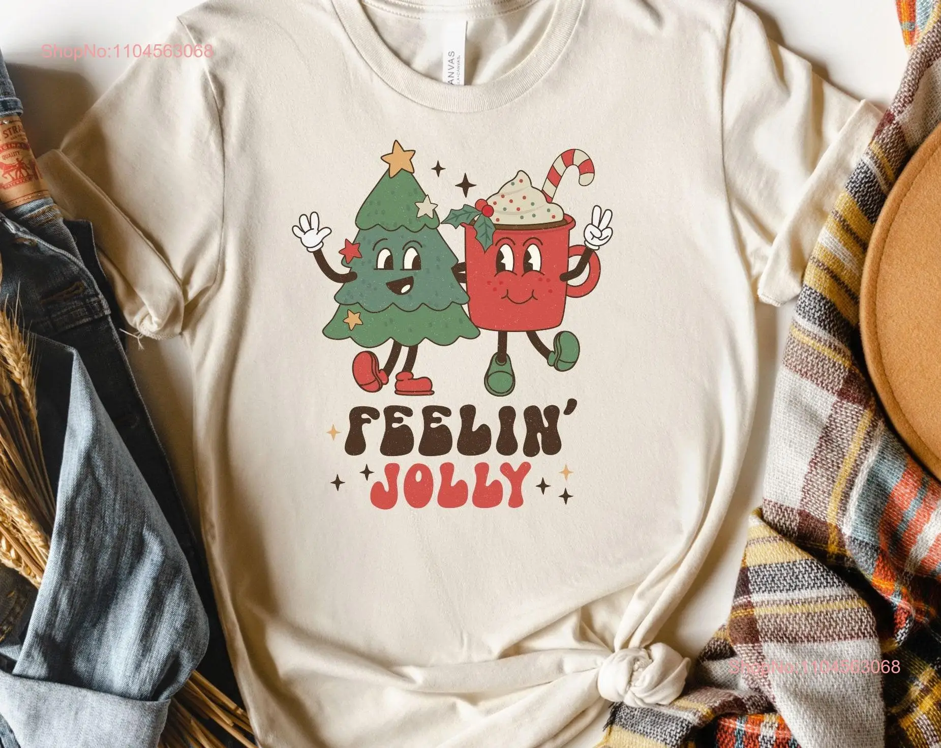 Рождественская футболка в стиле ретро X Mas Feelin Jolly Idea, женская с длинными или короткими рукавами 
Рождественская футболка в стиле ретро X Mas Feelin Jolly Idea, женская с длинными или короткими рукавами