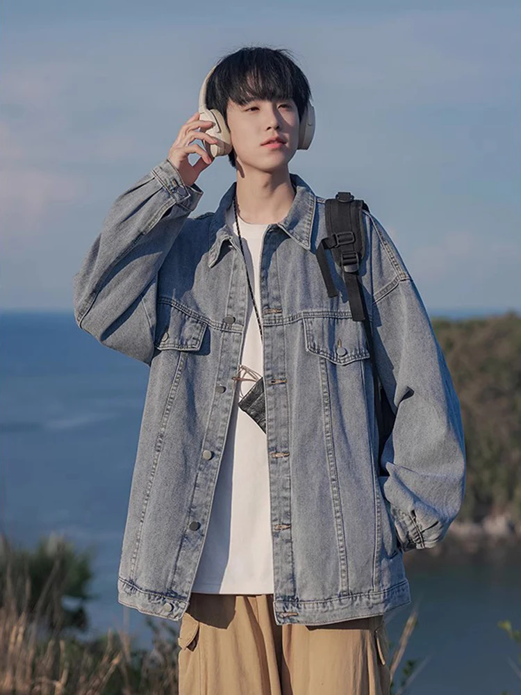 American Retro Men's Denim Jaet Spring Autumn Oversize Waed Workwear Jaet Trendy Loose Fit Single Button Long Sve
American Retro Men's Denim Jaet Spring Autumn Oversize Waed Workwear Jaet Trendy Loose Fit Single Button Long Sve