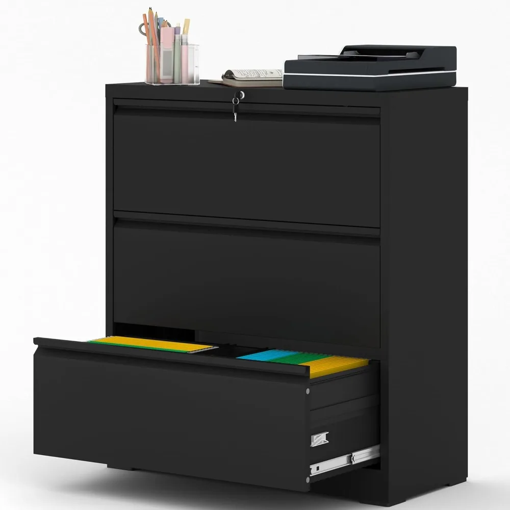 File Cabinet with Lock, 3 Drawer Lateral Filing Cabinet for Home Office, Black Metal Heavy Duty File Cabinets for Hanging Letter
File Cabinet with Lock, 3 Drawer Lateral Filing Cabinet for Home Office, Black Metal Heavy Duty File Cabinets for Hanging Letter