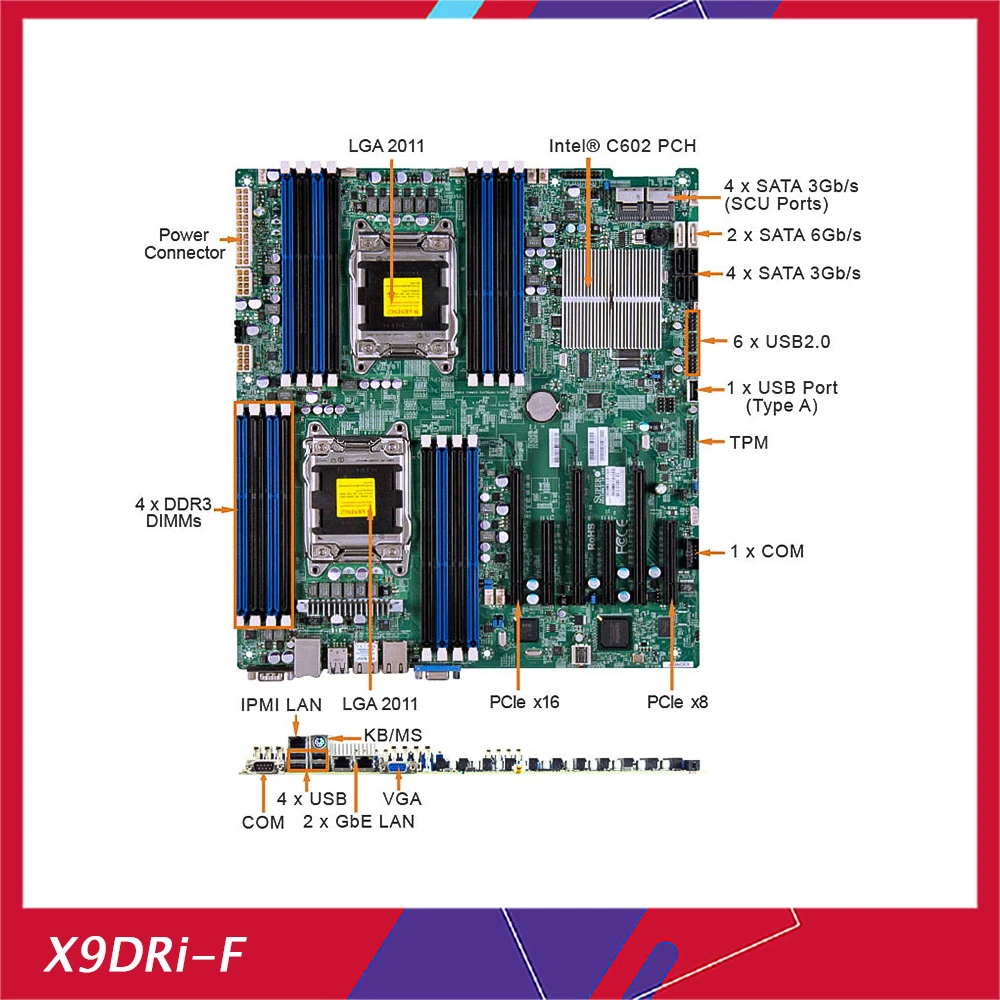 X9DRi-F For Supermicro Server Motherboard LGA2011 E5-2600 V1/ V2 Family ECC DDR3 8x SATA2 and 2x SATA3 Ports Hot Sale
X9DRi-F For Supermicro Server Motherboard LGA2011 E5-2600 V1/ V2 Family ECC DDR3 8x SATA2 and 2x SATA3 Ports Hot Sale
