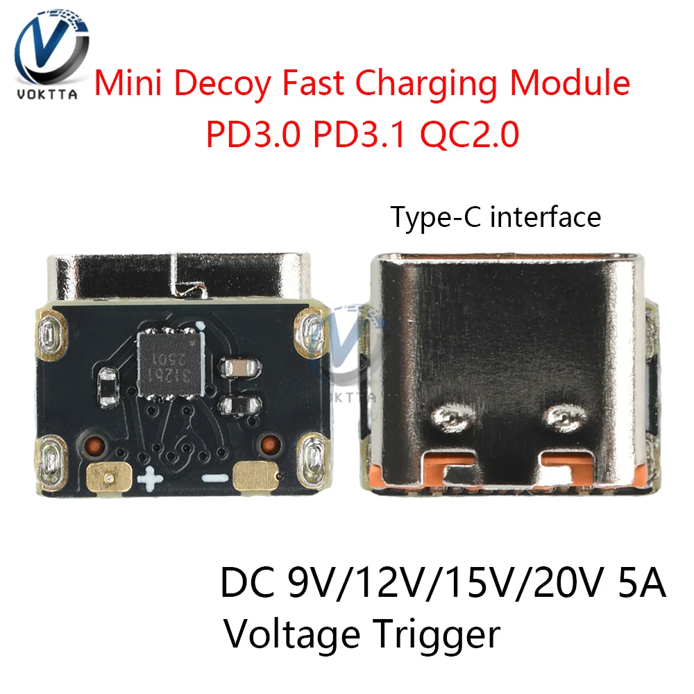 PD3.0 PD3.1 QC2.0 Mini Decoy Fast Charging Module DC 9V/12V/15V/20V 5A Voltage Trigger Adapter PD to DC Charge Power Supply
PD3.0 PD3.1 QC2.0 Mini Decoy Fast Charging Module DC 9V/12V/15V/20V 5A Voltage Trigger Adapter PD to DC Charge Power Supply