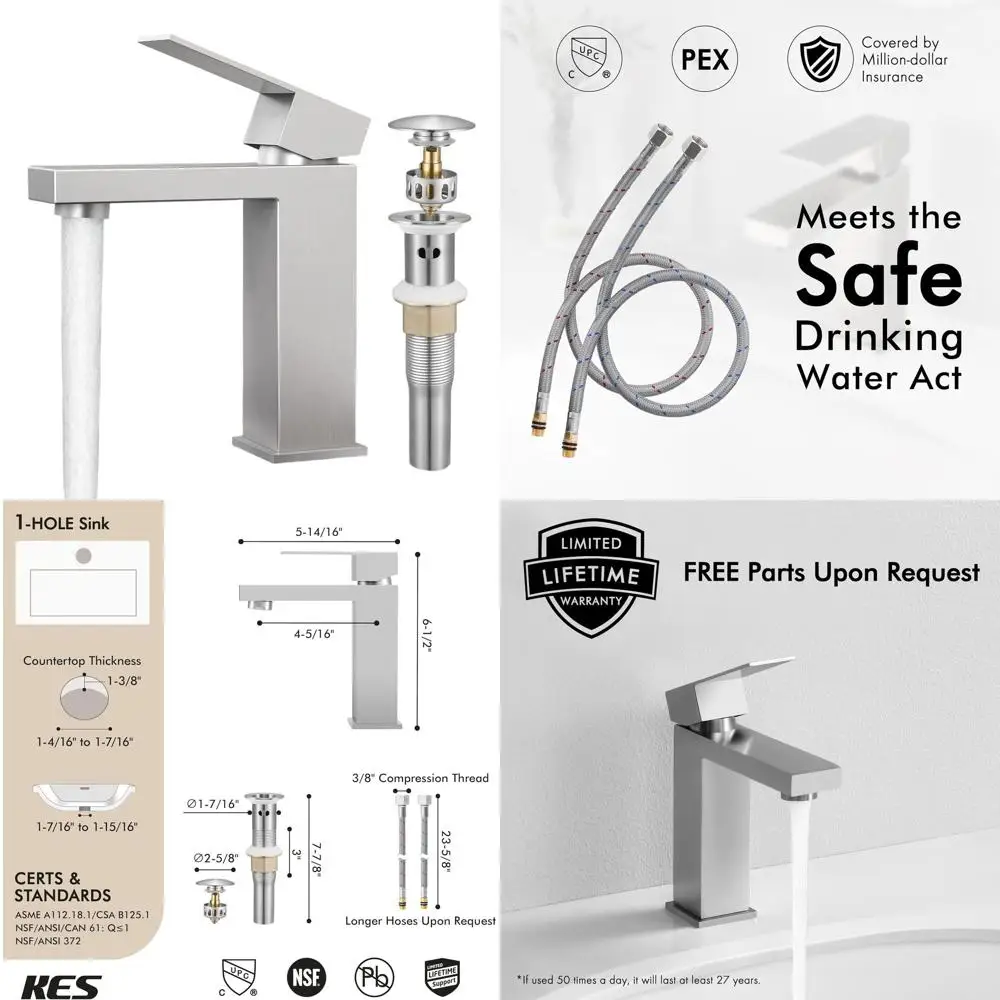 Смеситель для ванной комнаты из матовой нержавеющей стали с одним отверстием и сливом для раковины, сертифицированный CUPC, светильник для туалетного столика
Смеситель для ванной комнаты из матовой нержавеющей стали с одним отверстием и сливом для раковины, сертифицированный CUPC, светильник для туалетного столика