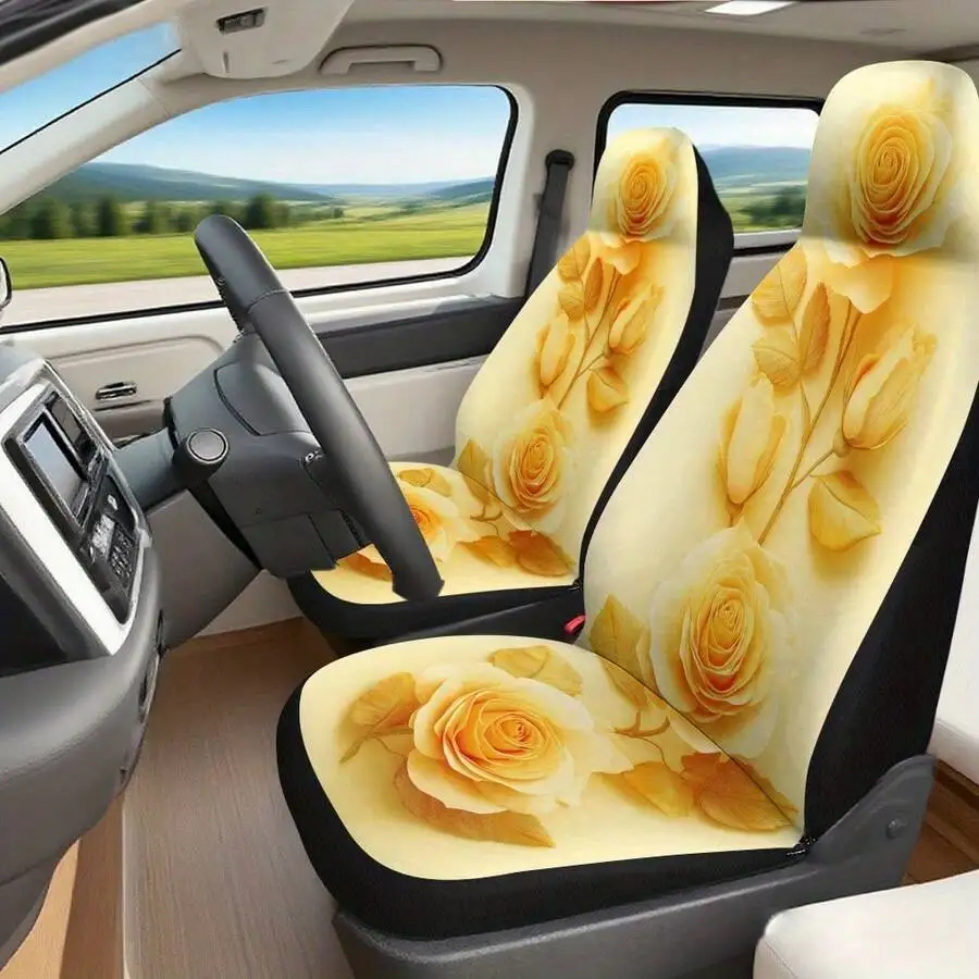 Universal Car Seat Covers With Golden Yellow Rose Print For All Seasons
Universal Car Seat Covers With Golden Yellow Rose Print For All Seasons