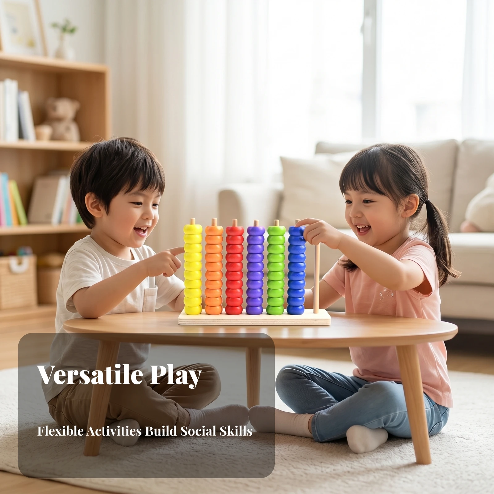 Wooden Counting Beads Wooden Abacus Toy Hand-Eye Coordination Rainbow Bead Abacus Natural Wood Finish Color Recognition
Wooden Counting Beads Wooden Abacus Toy Hand-Eye Coordination Rainbow Bead Abacus Natural Wood Finish Color Recognition