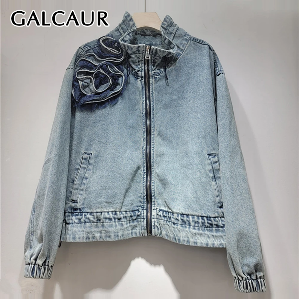 GALCAUR Hit Color Slimming Spliced 3D Flower Jackets for Women Round Neck Long Sleeves Patchwork Zipper Fashion Coat Female New
GALCAUR Hit Color Slimming Spliced 3D Flower Jackets for Women Round Neck Long Sleeves Patchwork Zipper Fashion Coat Female New