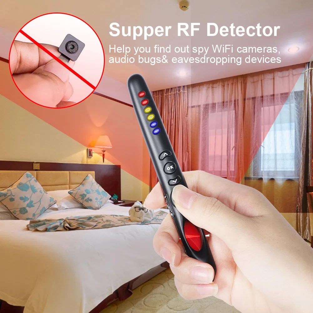 G718 Professional Anti Spy Camera Detector Protection Alarm Bug WiFi Wireless RF Signal Detects GSM Spy Camera Infrared Scanner
G718 Professional Anti Spy Camera Detector Protection Alarm Bug WiFi Wireless RF Signal Detects GSM Spy Camera Infrared Scanner
