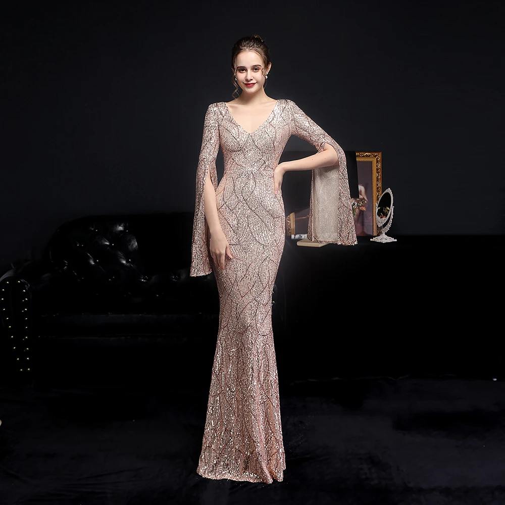 Customized Women's Mermaid Long Prom Evening Dress Gown Sexy V Neck Sequin Long Sleeves Formal Party Cocktail Dresses
Customized Women's Mermaid Long Prom Evening Dress Gown Sexy V Neck Sequin Long Sleeves Formal Party Cocktail Dresses