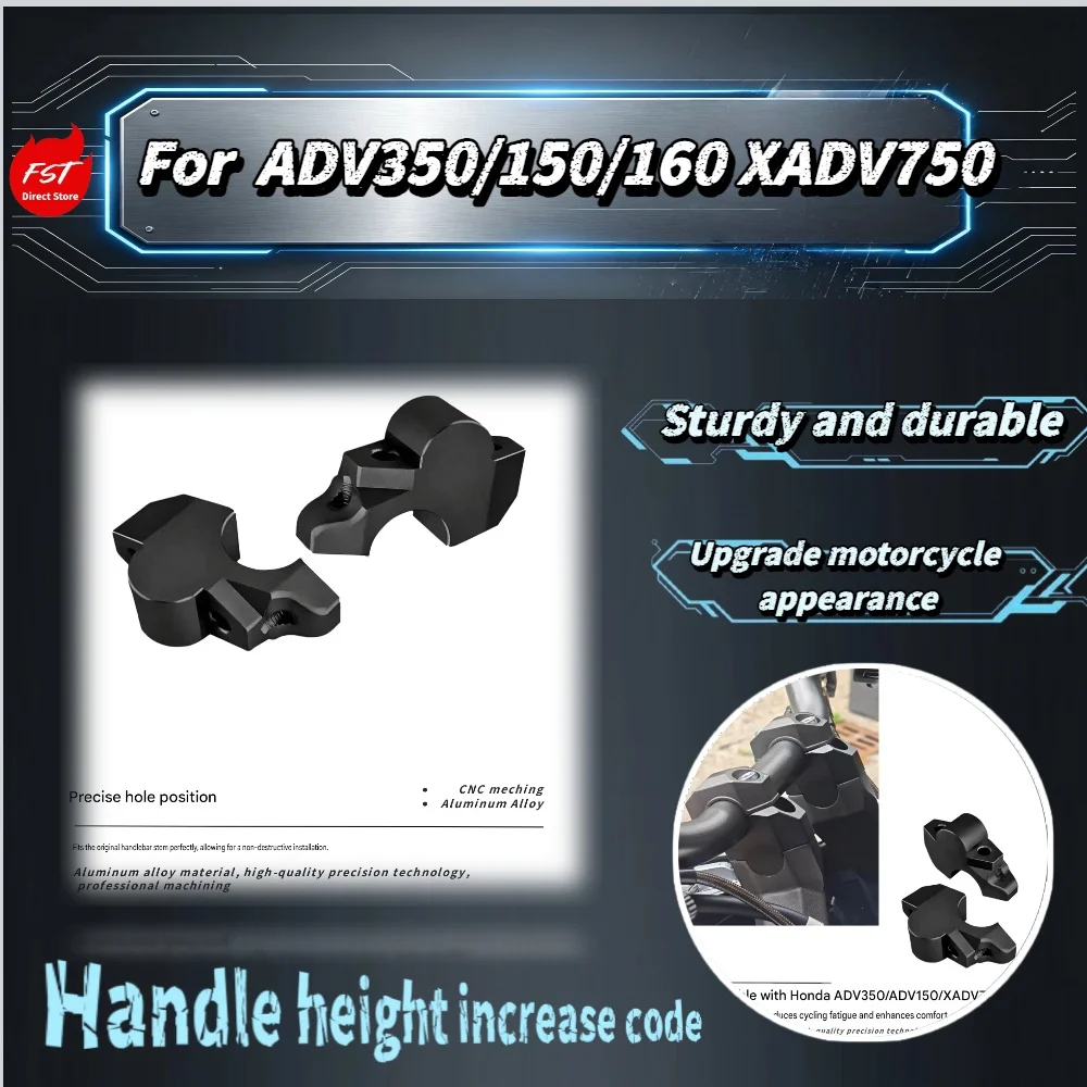 For ADV350 ADV150 ADV160 XADV750 Aluminum Handlebar Riser, Heighten & Move Back Block Reinforced Motorcycle Upgrade Accessories
For ADV350 ADV150 ADV160 XADV750 Aluminum Handlebar Riser, Heighten & Move Back Block Reinforced Motorcycle Upgrade Accessories