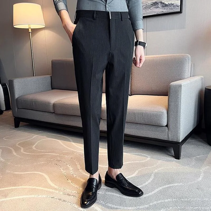 Mens Striped Suit Pants Business Fashion Office Social Casual Slim Fit Trousers Streetwear Wedding Dress Ankle Length Pants
Mens Striped Suit Pants Business Fashion Office Social Casual Slim Fit Trousers Streetwear Wedding Dress Ankle Length Pants