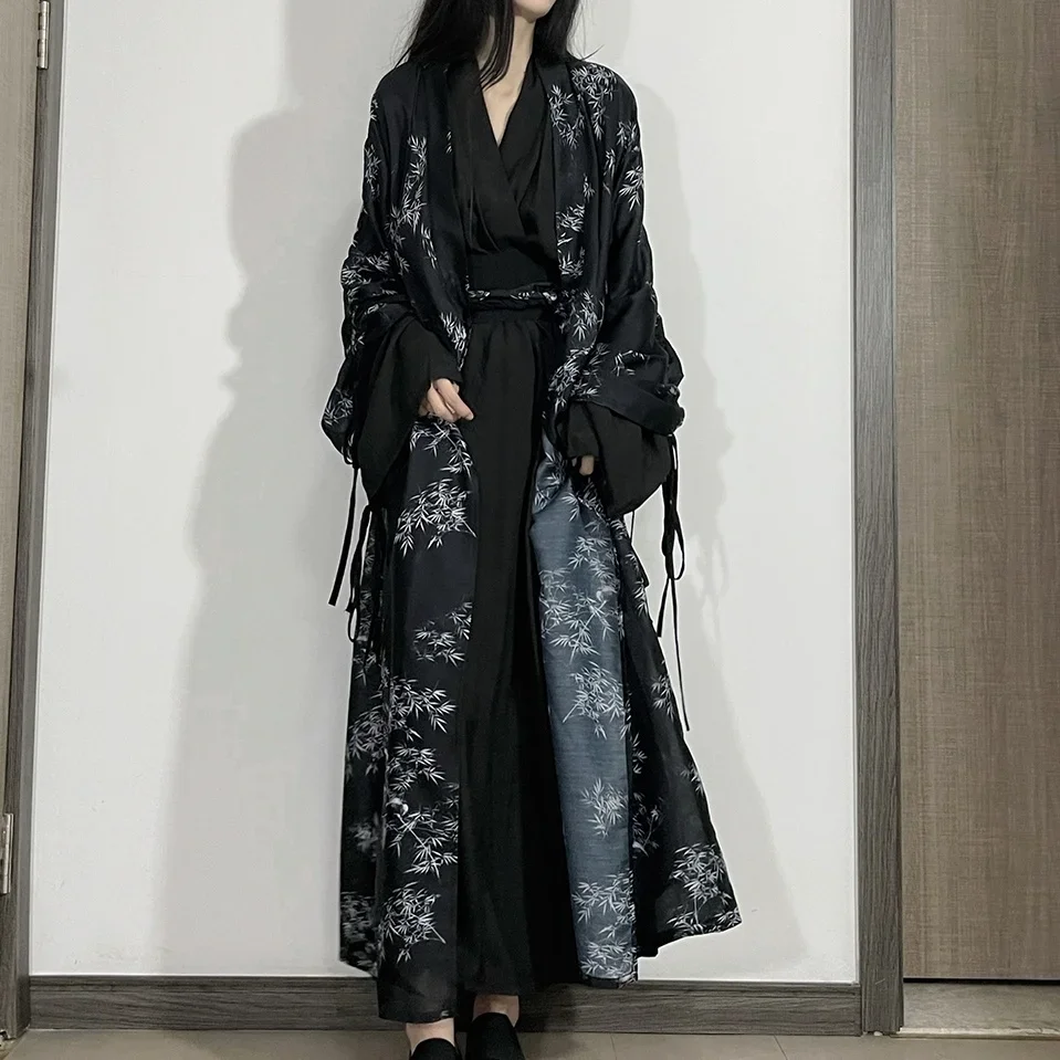 2025New Chinese Style Hanfu Suit Black Gothic Diablo Bamboo Leaf Printed Skirt Coat Speckle Ink Darkness Wei Jin Cosplay Costume
2025New Chinese Style Hanfu Suit Black Gothic Diablo Bamboo Leaf Printed Skirt Coat Speckle Ink Darkness Wei Jin Cosplay Costume