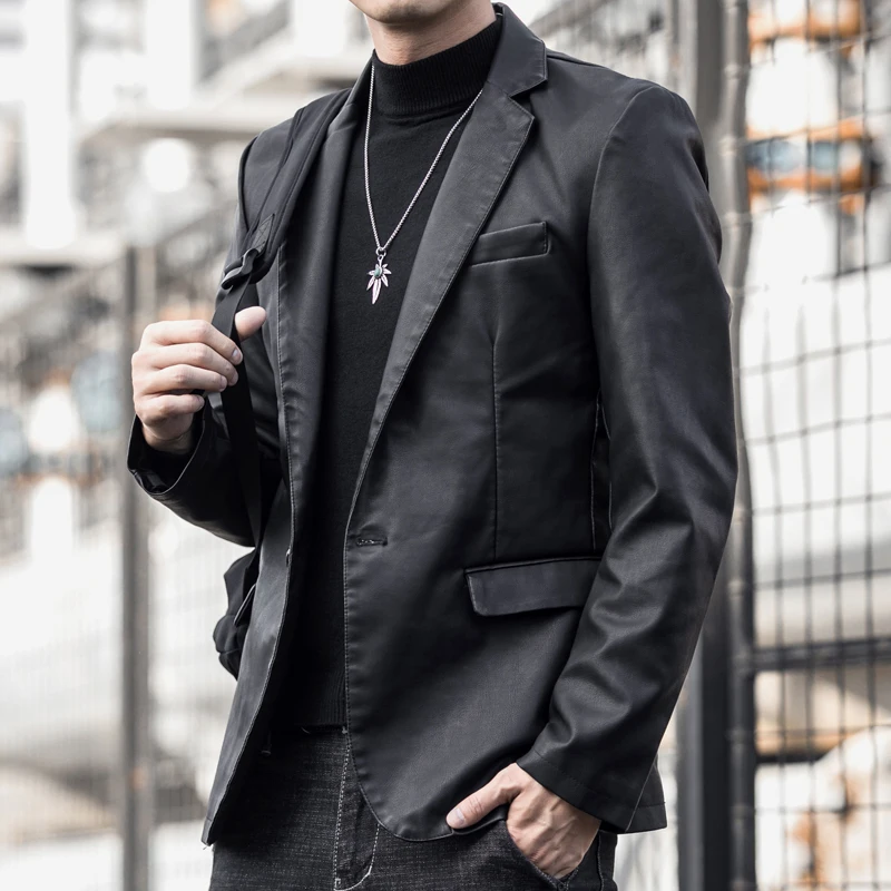 Lapel Zipper Fashion Slim PU Coats Spring Male Streetwear Leather Jacket Men Clothes Autumn Men's Leather Motorcycle Jackets
Lapel Zipper Fashion Slim PU Coats Spring Male Streetwear Leather Jacket Men Clothes Autumn Men's Leather Motorcycle Jackets