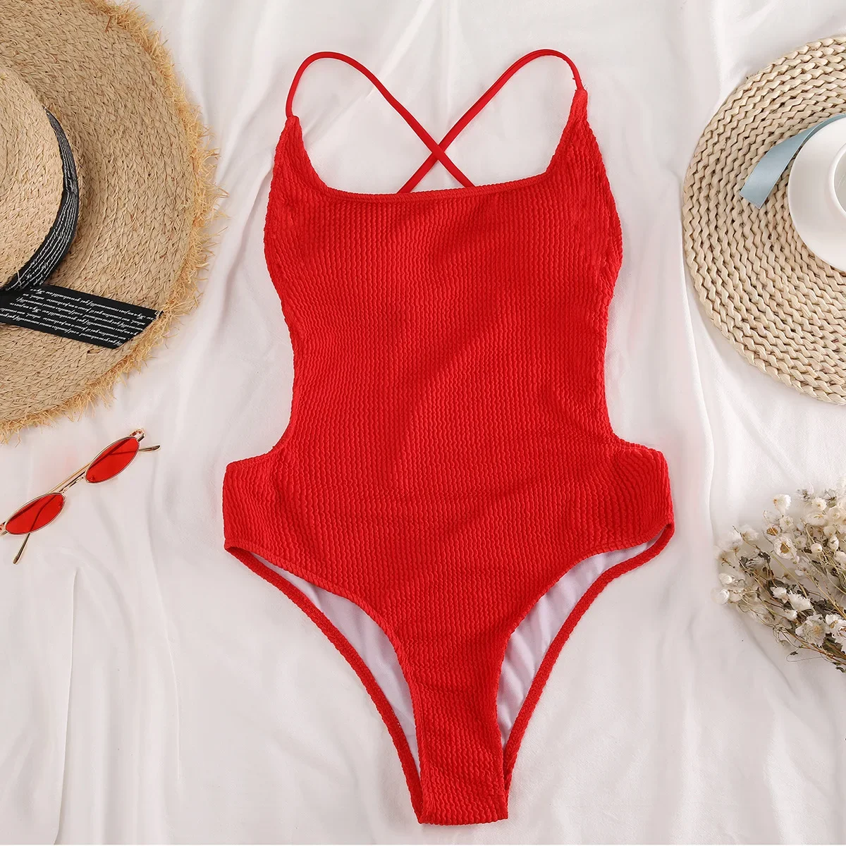 Sexy One Piece Swimsuit Women Solid Red High Cut Backless Bodysuit Monokini Summer Beach Bathing Sui Swimwear Maillot De Bain
Sexy One Piece Swimsuit Women Solid Red High Cut Backless Bodysuit Monokini Summer Beach Bathing Sui Swimwear Maillot De Bain