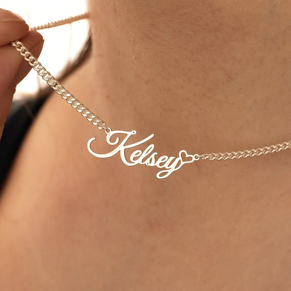 Customized Stainless Steel Cuban Link Chain Necklace for Women Elegant Personalized Jewelry with "Kelsey" Naming Pendant Choker
Customized Stainless Steel Cuban Link Chain Necklace for Women Elegant Personalized Jewelry with "Kelsey" Naming Pendant Choker