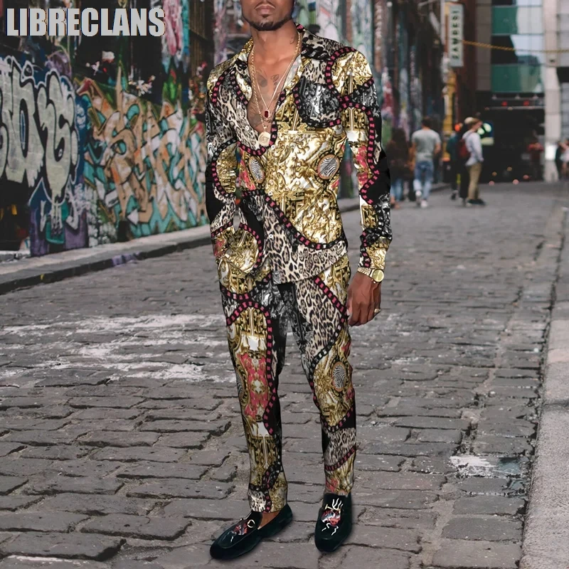Fashion Leopard Tiger Pattern 3D Print Men Casual Striped Patches Men's Lapel Long Sleeve Shirt Long Pants 2 Piece Sets Clothing
Fashion Leopard Tiger Pattern 3D Print Men Casual Striped Patches Men's Lapel Long Sleeve Shirt Long Pants 2 Piece Sets Clothing