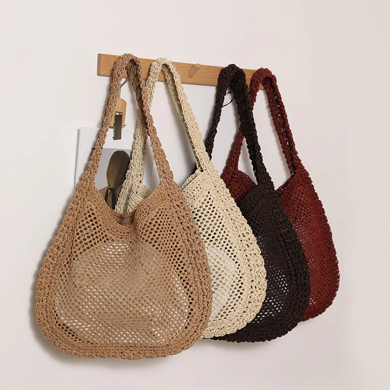 Hollow Knitting Hobos Tote Shoulder Bag Paper Rope Woven Straw Bag NEW Bohemian Crochet Beach Bags for Women Shopper Purses
Hollow Knitting Hobos Tote Shoulder Bag Paper Rope Woven Straw Bag NEW Bohemian Crochet Beach Bags for Women Shopper Purses