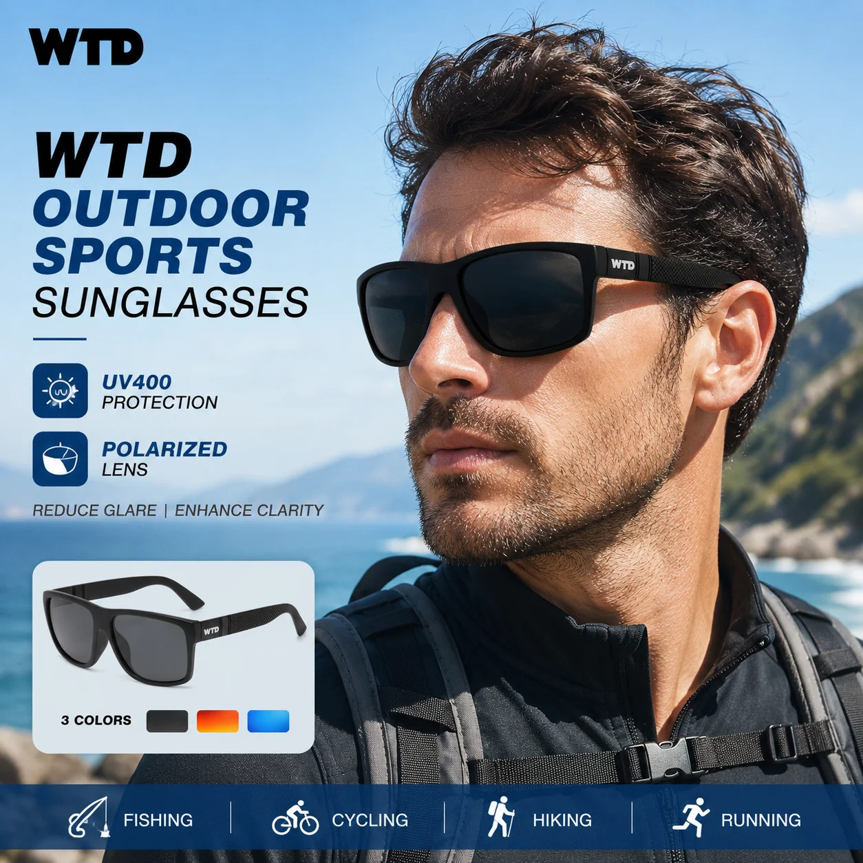 WTD New Polarized Sunglasses Unisex UV400 Protection Outdoor Sport Glasses Fishing Driving Cycling Hiking Running Travel Eyewear
WTD New Polarized Sunglasses Unisex UV400 Protection Outdoor Sport Glasses Fishing Driving Cycling Hiking Running Travel Eyewear
