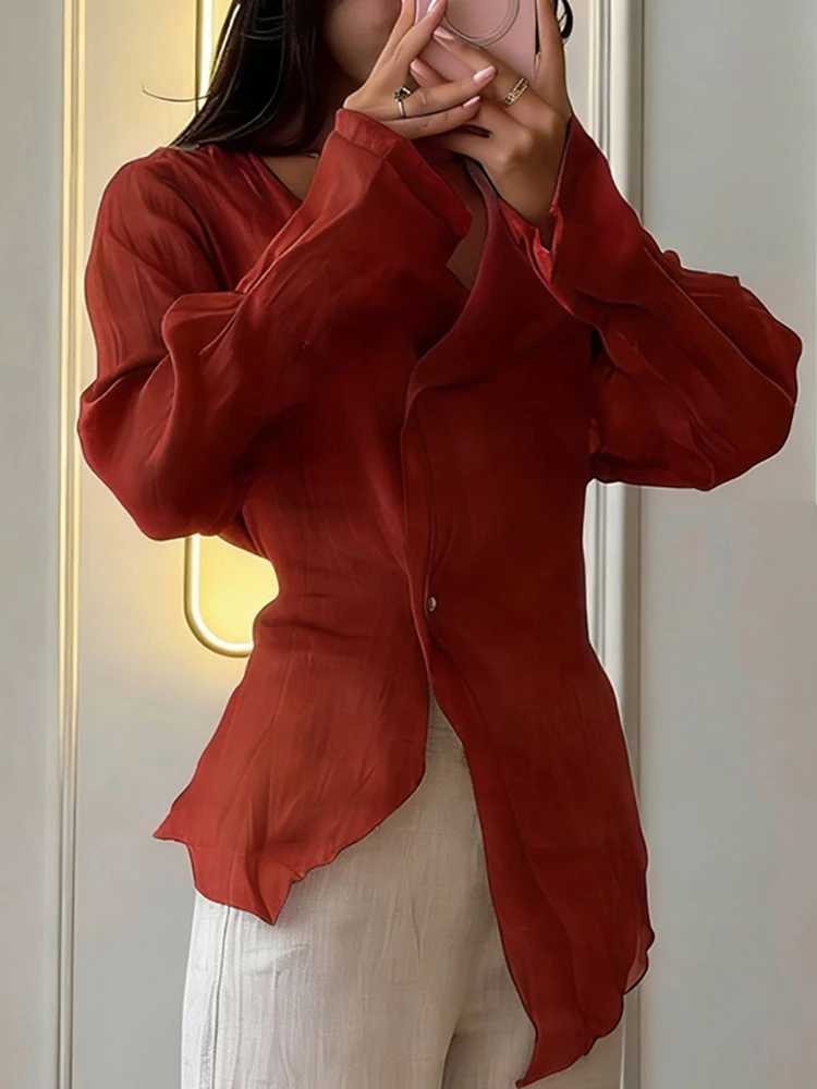 Casual Solid Color Streetwear Women's Shirt Tops Fashion V-neck Long Sleeved Irregular T-shirt Office Elegant Lace Up Blouses
Casual Solid Color Streetwear Women's Shirt Tops Fashion V-neck Long Sleeved Irregular T-shirt Office Elegant Lace Up Blouses