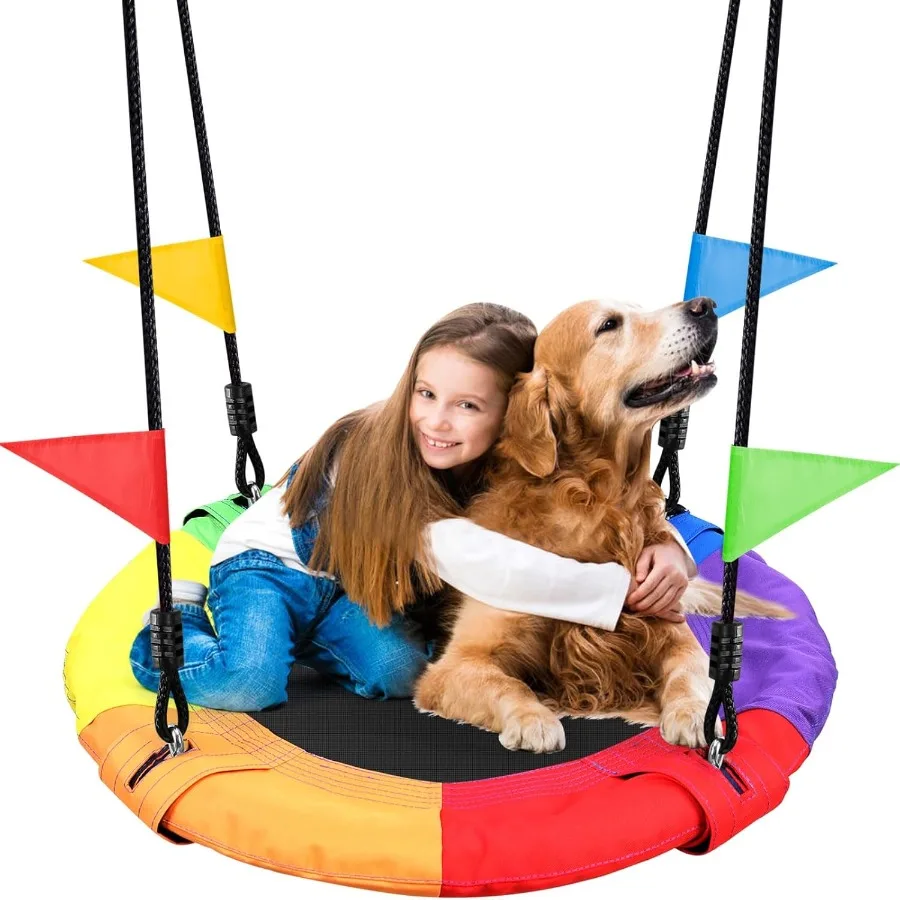 30 inch Kid Tree Swing Outdoor Small Saucer Swing 900D Waterproof Oxford Platform Swing for Backyard Round Flying Swing with Ad
30 inch Kid Tree Swing Outdoor Small Saucer Swing 900D Waterproof Oxford Platform Swing for Backyard Round Flying Swing with Ad