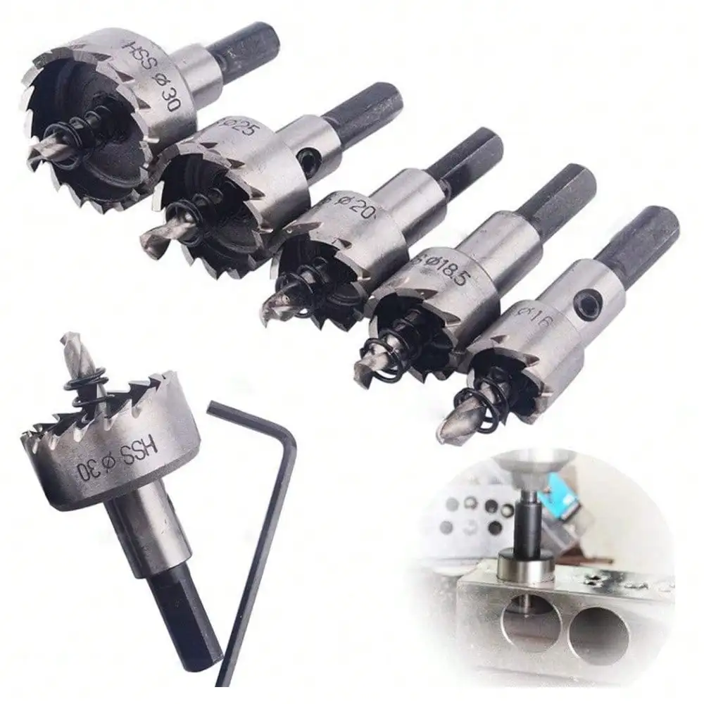 5Pcs 16-30mm 5/8-Inch To 1-3/16 Inch HSS Hole Saw Cutter, Drill Bits Set Heavy Duty Tool Kit For Stainless Steel, Aluminum Alloy, Plastic And Wood
5Pcs 16-30mm 5/8-Inch To 1-3/16 Inch HSS Hole Saw Cutter, Drill Bits Set Heavy Duty Tool Kit For Stainless Steel, Aluminum Alloy, Plastic And Wood