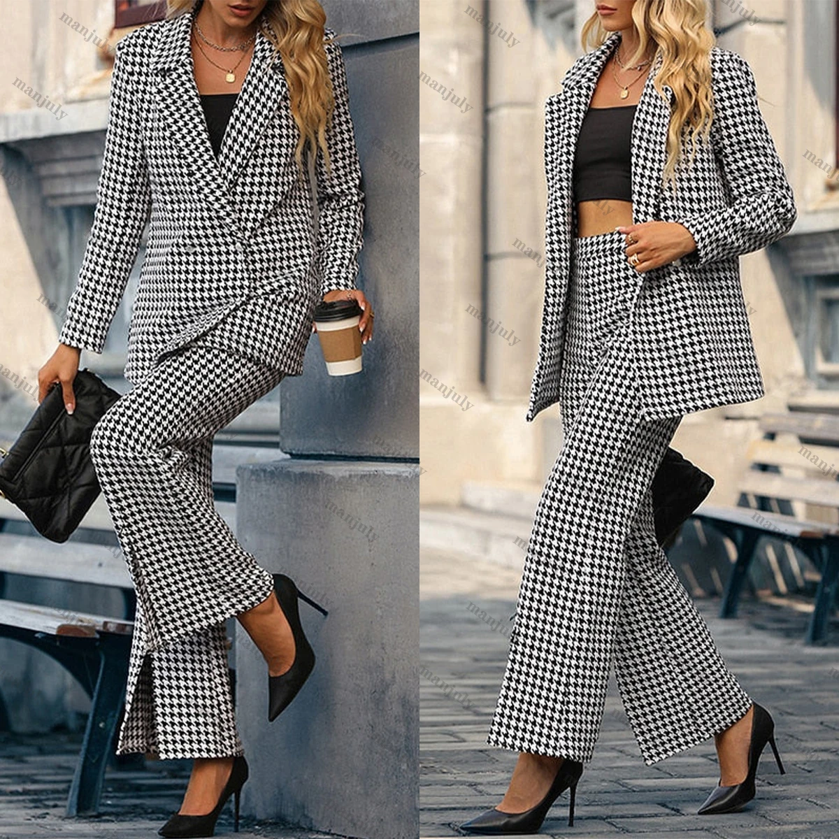Vintage Winter Women Suits Custom Made Loose Notched Lapel Houndstooth Blazer Party Outdoor Daily Coat 2 Pieces Set
Vintage Winter Women Suits Custom Made Loose Notched Lapel Houndstooth Blazer Party Outdoor Daily Coat 2 Pieces Set