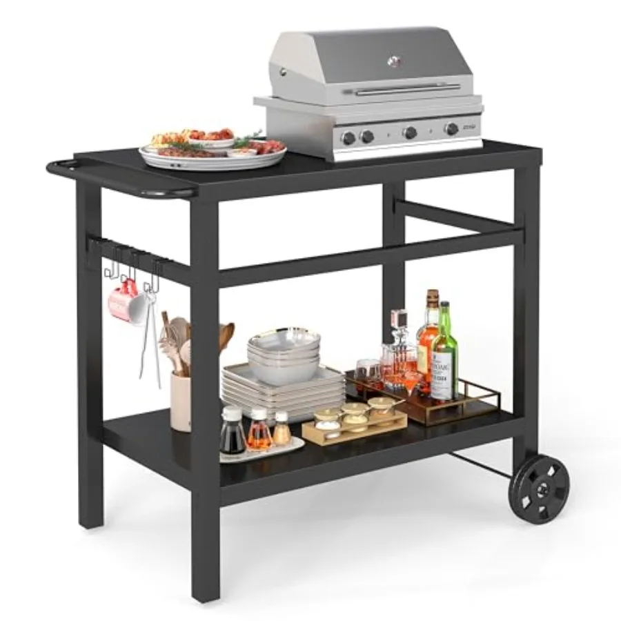 2-Tier Outdoor Grill Table, 34 Metal Top BBQ Prep Cart with Wheels Hooks, 150 LBS Capacity Grill Cart for Patio Backyard Campin
2-Tier Outdoor Grill Table, 34 Metal Top BBQ Prep Cart with Wheels Hooks, 150 LBS Capacity Grill Cart for Patio Backyard Campin