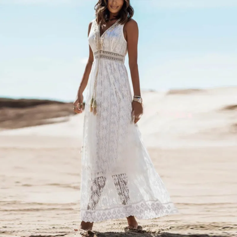 2026 Summer Boho Lace Maxi Dress for Women V Neck Sleeveless Flowy A-Line Beach Dress with Crochet Trim Y2k Clothes
2026 Summer Boho Lace Maxi Dress for Women V Neck Sleeveless Flowy A-Line Beach Dress with Crochet Trim Y2k Clothes