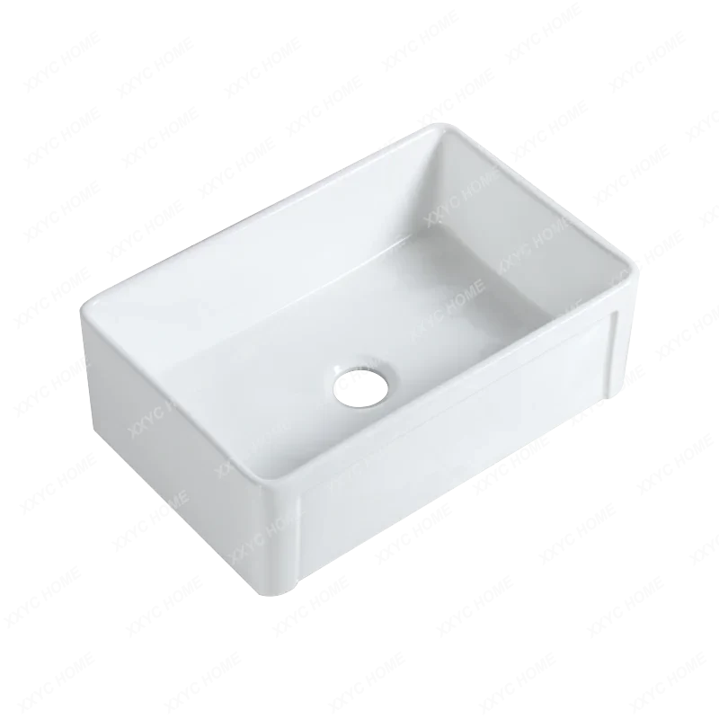 Ceramic sink single trough under the table basin imported kitchen household embedded large integrated sink.
Ceramic sink single trough under the table basin imported kitchen household embedded large integrated sink.