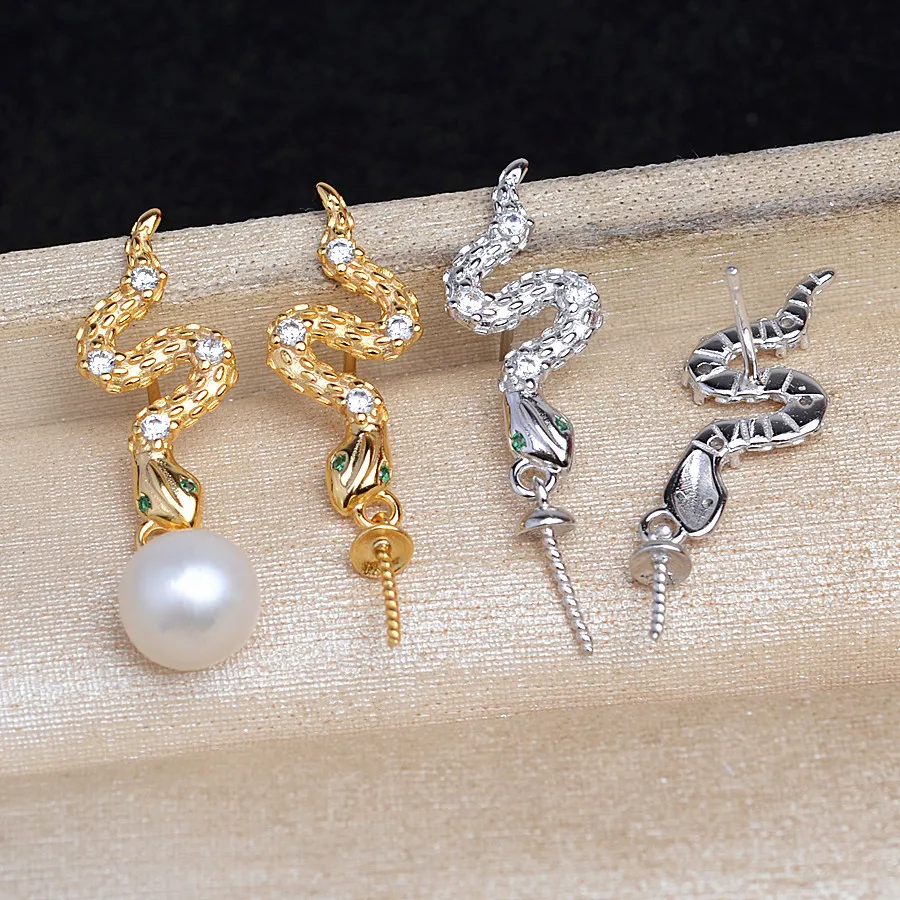 Snake Shape 925 Sterling Silver Earrings Base Findings Mountings Jewelry Mounts Fittings Women's Accessories for 8-13mm Pearls
Snake Shape 925 Sterling Silver Earrings Base Findings Mountings Jewelry Mounts Fittings Women's Accessories for 8-13mm Pearls