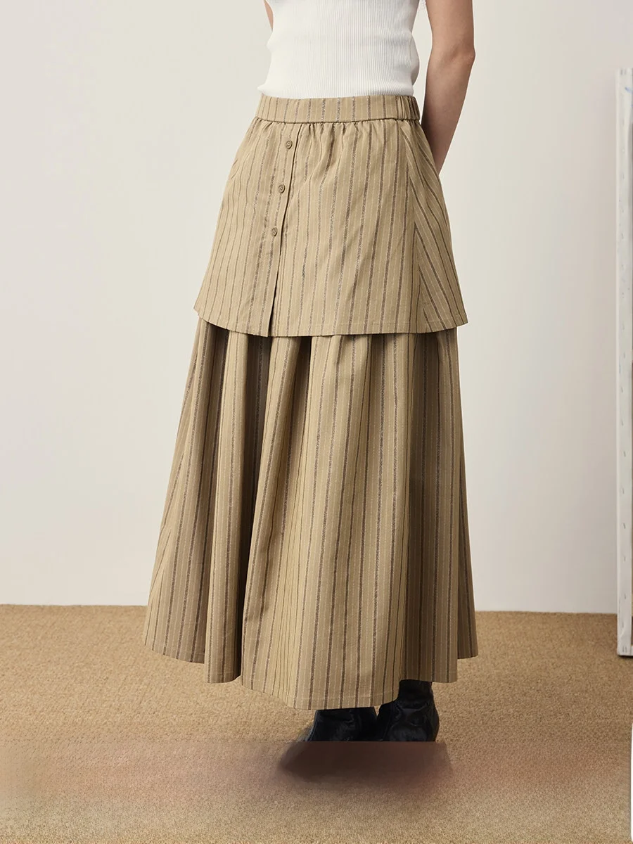 CAREMIND Japanese Sle Double Layer A-Line Skirt Cotton Glowing Stripe Long Skirts Women's Casual High Waist Skirts
CAREMIND Japanese Sle Double Layer A-Line Skirt Cotton Glowing Stripe Long Skirts Women's Casual High Waist Skirts
