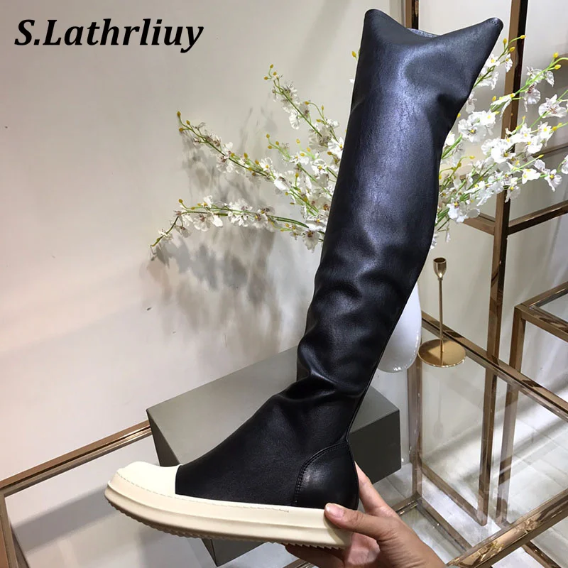 Autumn Winter Genuine Leather Over The Knee Long Boots Women's Round Toe Solid Color Elastic Boots Flat Thick Sole Knight Botas
Autumn Winter Genuine Leather Over The Knee Long Boots Women's Round Toe Solid Color Elastic Boots Flat Thick Sole Knight Botas