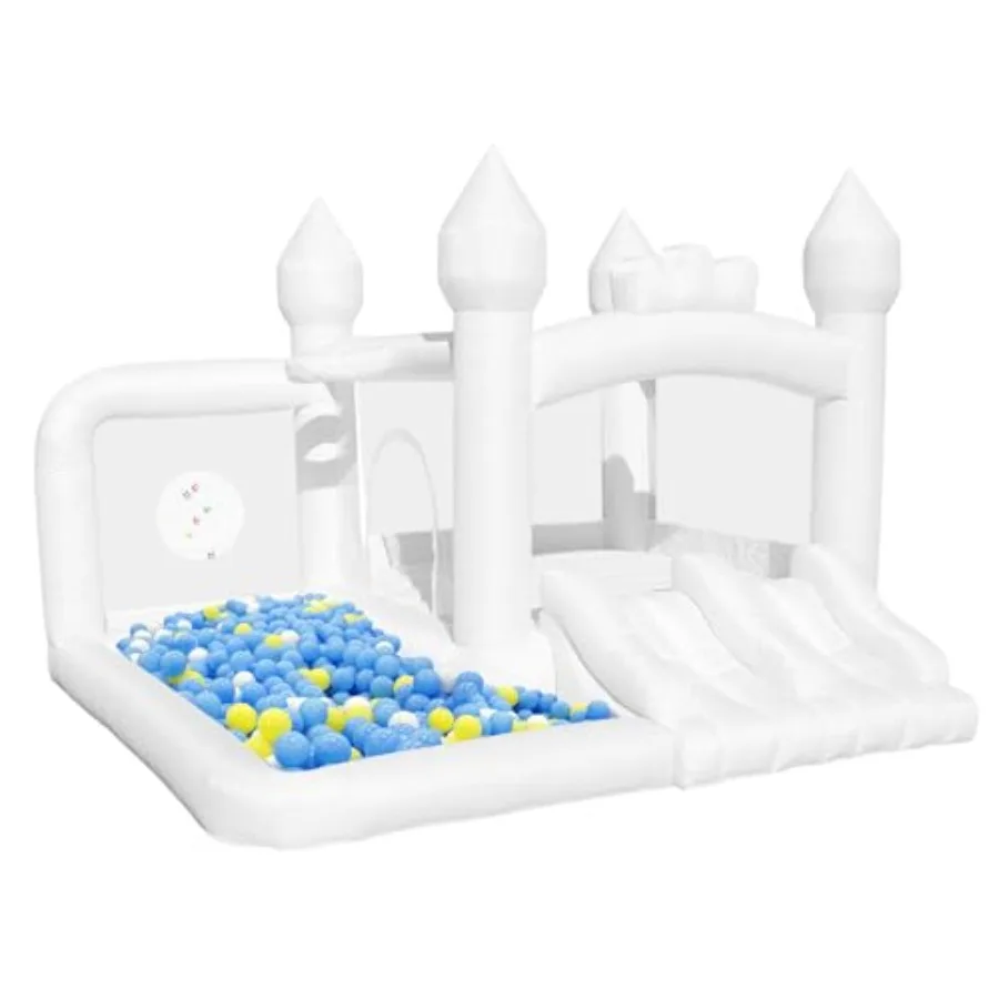 White Indoor Bounce House for 2-6 with Slide Toddler Bouncy Castle Inflatable 11ft L x 9.7ft W x 8ft H Blower Included Perfect
White Indoor Bounce House for 2-6 with Slide Toddler Bouncy Castle Inflatable 11ft L x 9.7ft W x 8ft H Blower Included Perfect