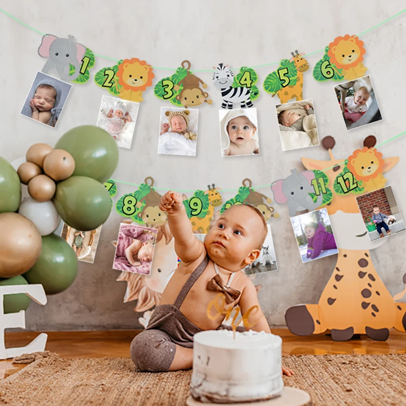 Jungle 1st Birthday Photo Banner 12 Month Bunting Garland Safari Kids One Year Birthday Party Decoration Baby Shower Supplies
Jungle 1st Birthday Photo Banner 12 Month Bunting Garland Safari Kids One Year Birthday Party Decoration Baby Shower Supplies