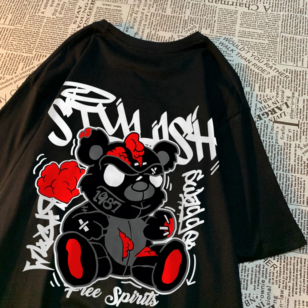 Exploding Black Puppet Bear Men T-Shirts High Quality Cotton Tops Summer Loose T Shirts Simplicity Breathable Streetwear
Exploding Black Puppet Bear Men T-Shirts High Quality Cotton Tops Summer Loose T Shirts Simplicity Breathable Streetwear