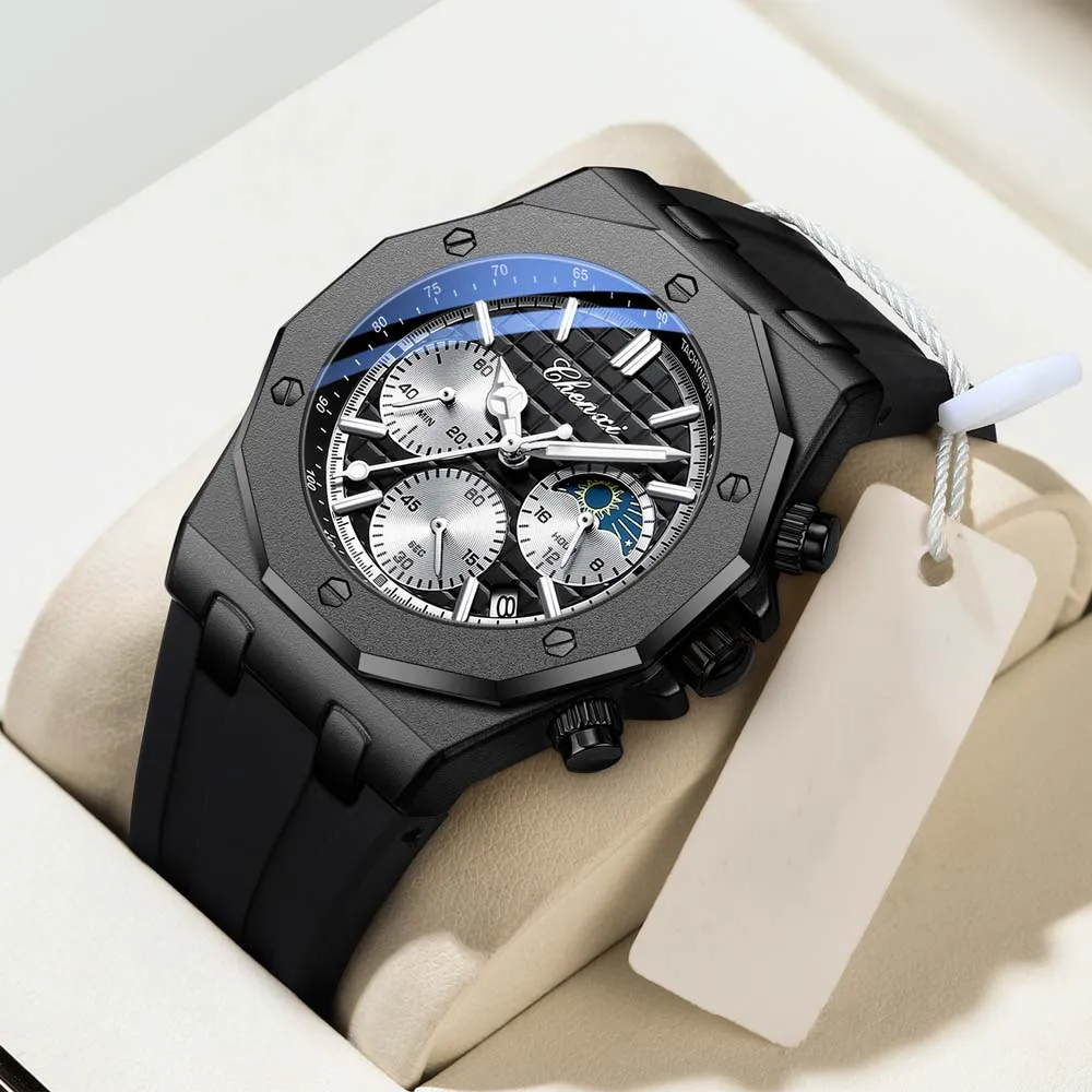 CHENXI Multifunction Watch Men's Watch Triple-Eye Six-Hand Silicone Strap Date Display Water-Resistant Quartz Men's Wristwatch
CHENXI Multifunction Watch Men's Watch Triple-Eye Six-Hand Silicone Strap Date Display Water-Resistant Quartz Men's Wristwatch