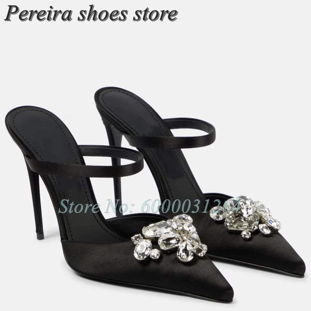 Сандалии-мулы с кристаллами, однотонные атласные женские туфли на высоком каблуке-шпильке с ремешками, роскошная дизайнерская обувь без шнуровки, весна-лето
Сандалии-мулы с кристаллами, однотонные атласные женские туфли на высоком каблуке-шпильке с ремешками, роскошная дизайнерская обувь без шнуровки, весна-лето