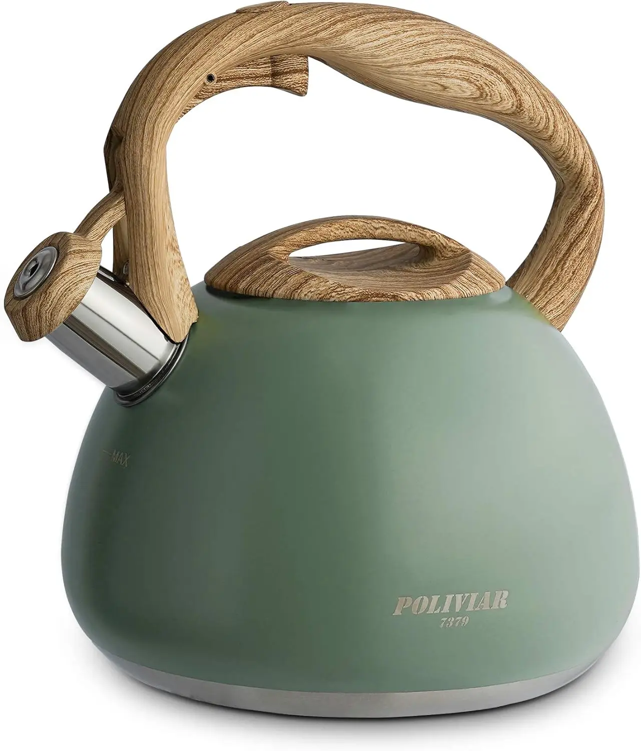 2.7 Quart Seaweed Green Stainless Steel Teapot with Wood Handle, Loud Whistle, Anti-Hot & Rust-Proof for All Heat Sources
2.7 Quart Seaweed Green Stainless Steel Teapot with Wood Handle, Loud Whistle, Anti-Hot & Rust-Proof for All Heat Sources
